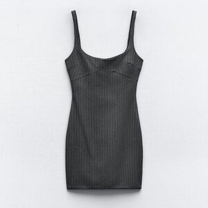 Zara Ribbed Gray Black Bodycon Mini Dress